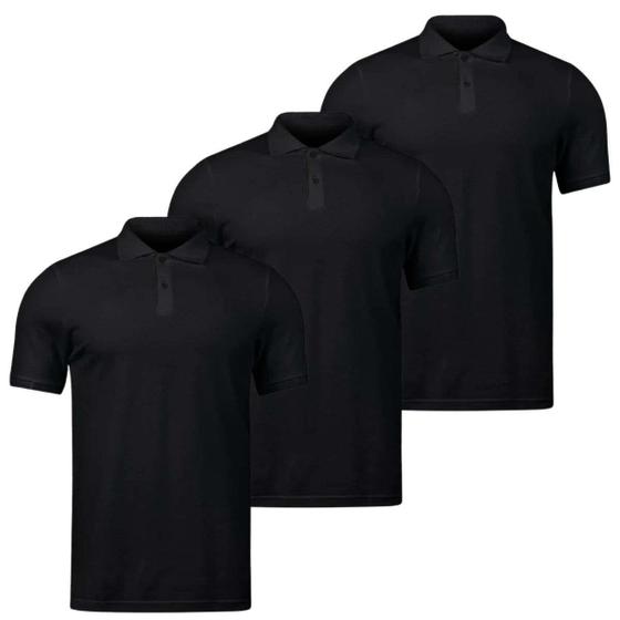 Imagem de Kit 3 Camisas Gola Polo Masculina Básica Algodão c/ Elastano