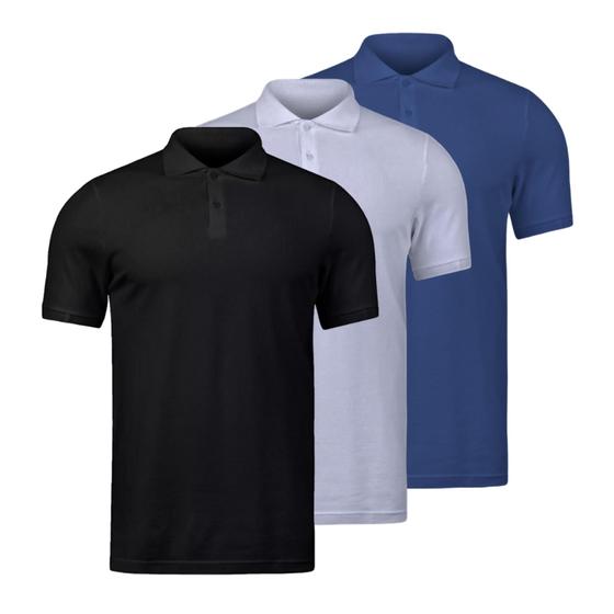 Imagem de Kit 3 Camisas Masculina Gola Polo