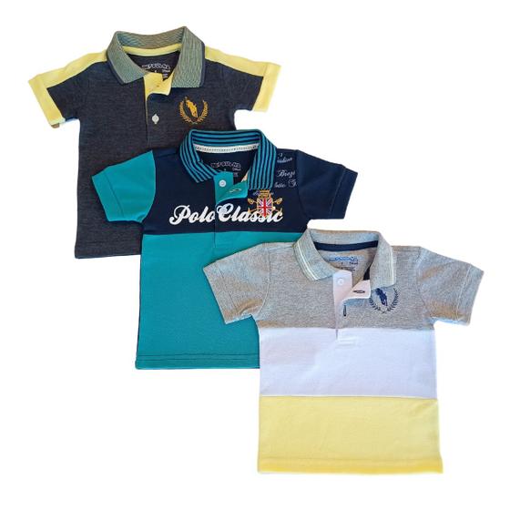 Imagem de Kit 3 Camisas Polo Infantil Menino Blusa Roupa Criança