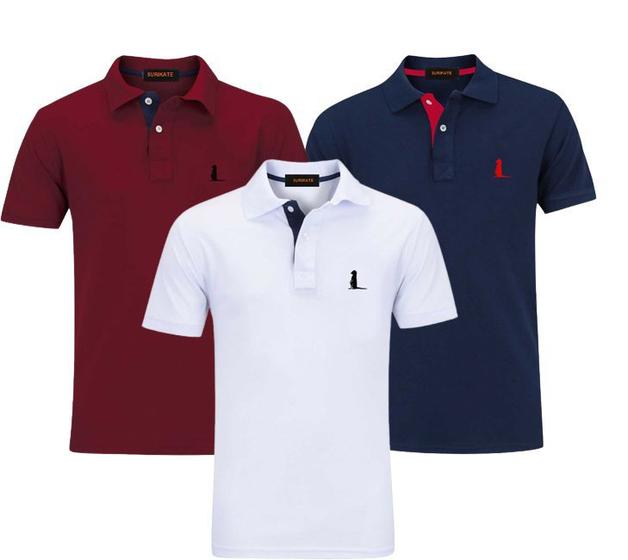 Kit 3 Camisas Polo Original Blusa Camiseta Bordado Marca Top Menor preço em Kit 3 Camisas Polo Original Blusa Camiseta Bordado Marca Top