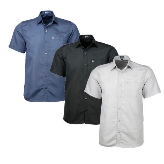 Imagem de Kit 3 Camisas Sociais LBL Masculino M/Curta Com bolso Poliéster Macia e Fresca