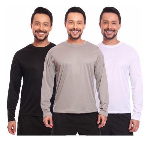 Imagem de Kit 3 Camisas Térmica Proteção Solar Frio E Calor Envio Já