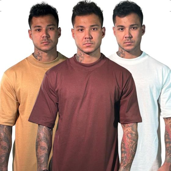 Imagem de Kit 3 Camiseta Blusão Masculina Oversized Malhão Lançamento Fafenix