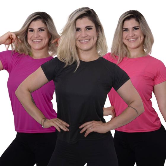 Imagem de KIT 3 Camiseta Dry Fitness Feminina Esporte Academia Casual