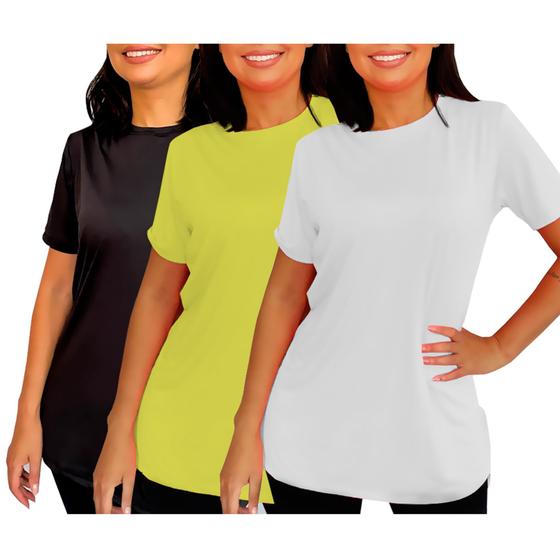 Imagem de KIT 3 Camiseta Feminina De Academia  Longline Veste Legging Cobre Bumbum Fitness Proteção UV