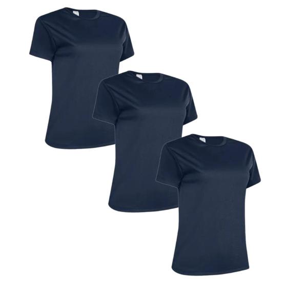 Imagem de Kit 3 Camiseta Feminina Dry Fit Academia Fitness Esportiva