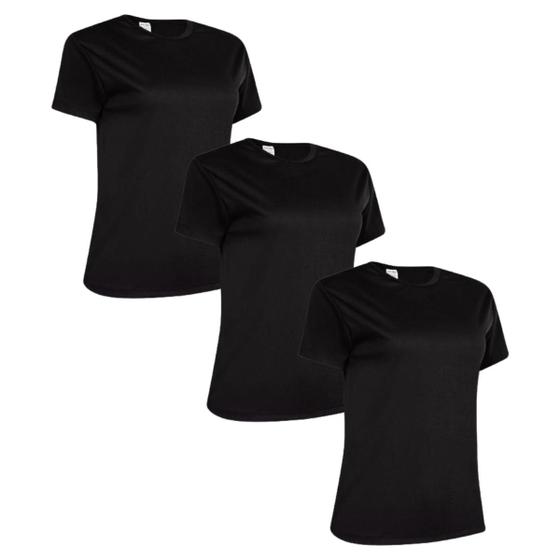 Imagem de Kit 3 Camiseta Feminina Dry Fit Academia Fitness Esportiva