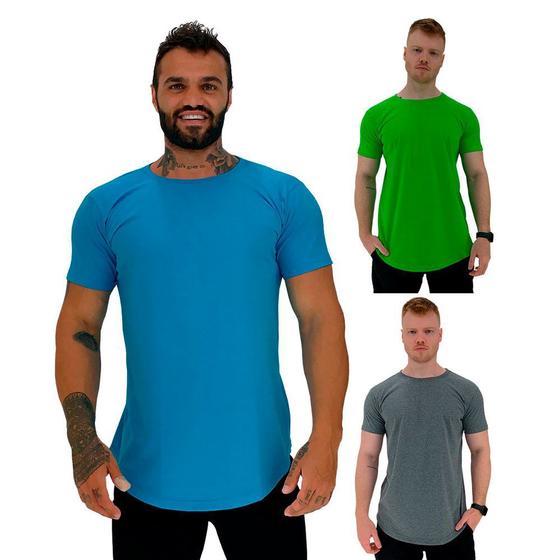 Imagem de Kit 3 Camiseta Longline MXD Conceito Slim Cores Básicas e Mescladas Lisas