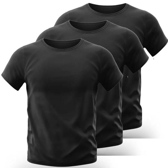 Imagem de Kit 3 Camiseta Slim Fit Manga Curta Proteção Solar Uv50 Ice Tecido Gelado Preta