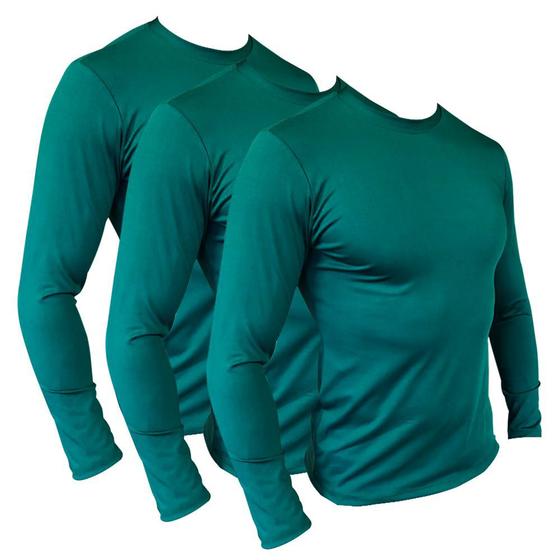 Imagem de Kit 3 Camiseta Verde Segunda Pele Térmica Motoqueiro Motociclista Ciclista Natação Treino Corrida