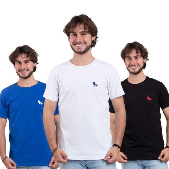 Imagem de Kit 3 camisetas basica  gola careca super oferta