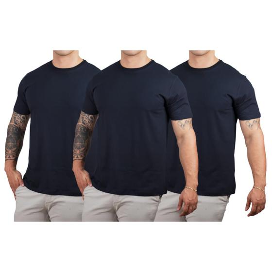 Imagem de Kit 3 Camisetas Básicas Masculina Algodão Premium Slim Fit