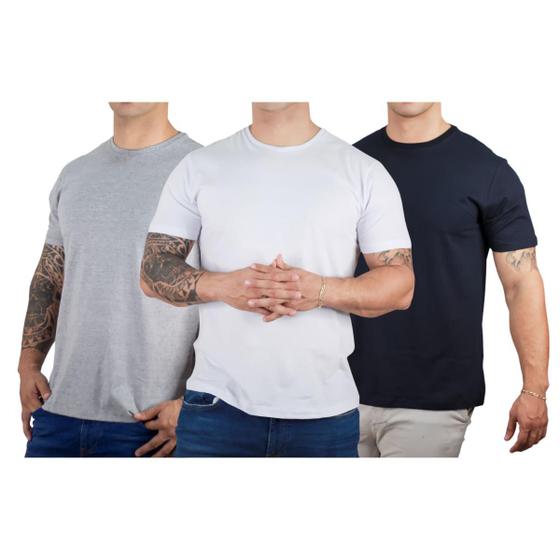 Imagem de Kit 3 Camisetas Básicas Masculina Algodão Premium Slim Fit