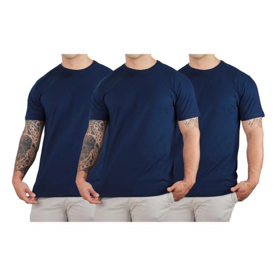 Imagem de Kit 3 Camisetas Básicas Masculina Algodão Premium Slim Fit