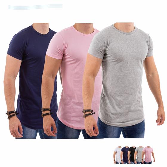 Imagem de kit 3 Camisetas  Blusas Camisas Masculino Long Line Oversized Swag Otima Qualidade