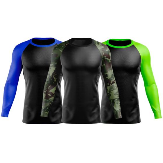 Imagem de Kit 3 Camisetas Blusas Térmica Manga Longa Academia Treino Pescaria Esportiva Fitness Corrida