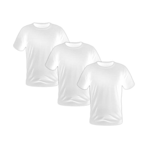 Imagem de Kit 3 Camisetas Brancas Masculinas Manga Curta Lisa Plus Size 