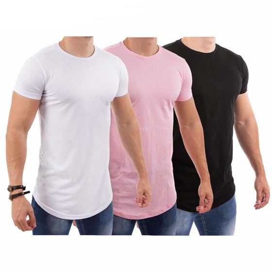 Imagem de kit 3 Camisetas Camisa Masculina Long Line Oversized Swag Top Super Confortável