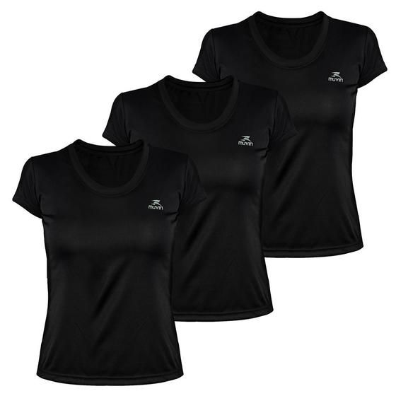 Imagem de Kit 3 Camisetas Color Dry Workout Muvin Feminina Manga Curta Para Corrida, Caminhada e Academia