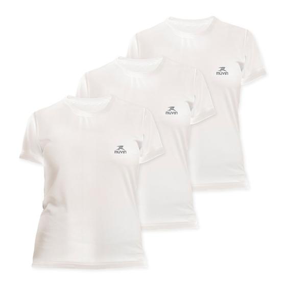 Imagem de Kit 3 Camisetas Dry Basic SS Muvin Feminina - Proteção Solar UV50 - Manga Curta - Treino, Corrida, Caminhada e Academia