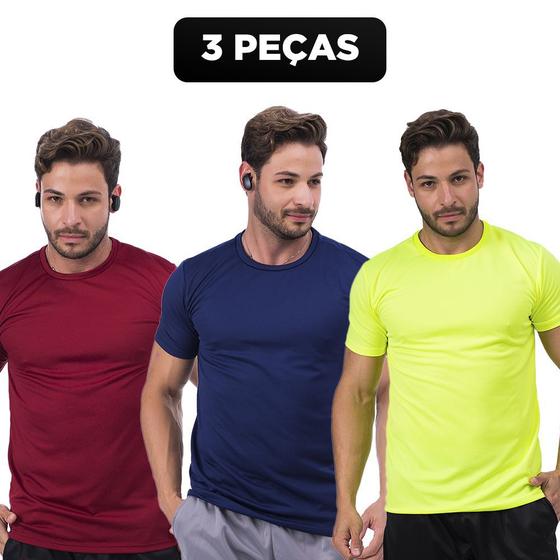 Imagem de Kit 3 Camisetas Dry Fit Academia Masculina TM003-K3