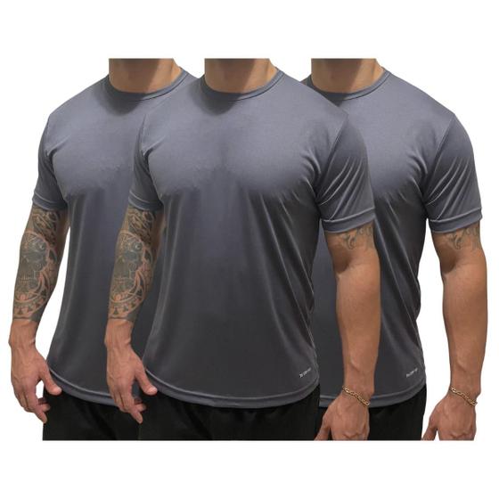 Imagem de Kit 3 Camisetas  Dry Fit Lisa  Masculina  Esporte    Casual  Caimento perfeito - TRV  Diversas Cores