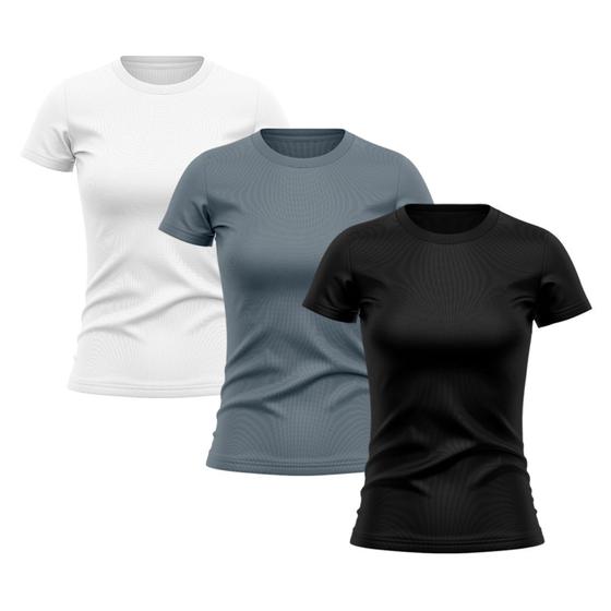 Kit Camisetas Feminina Dry Fit Proteção Solar UV Básica Lisa