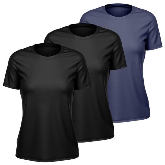 Imagem de Kit 3 Camisetas Feminina Dry Manga Curta Proteção UV Slim Fit Básica Camisa Blusa Academia Treino Fitness Esporte
