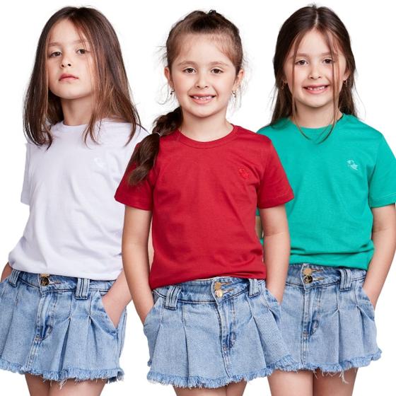 Imagem de Kit 3 Camisetas Infantil Básica