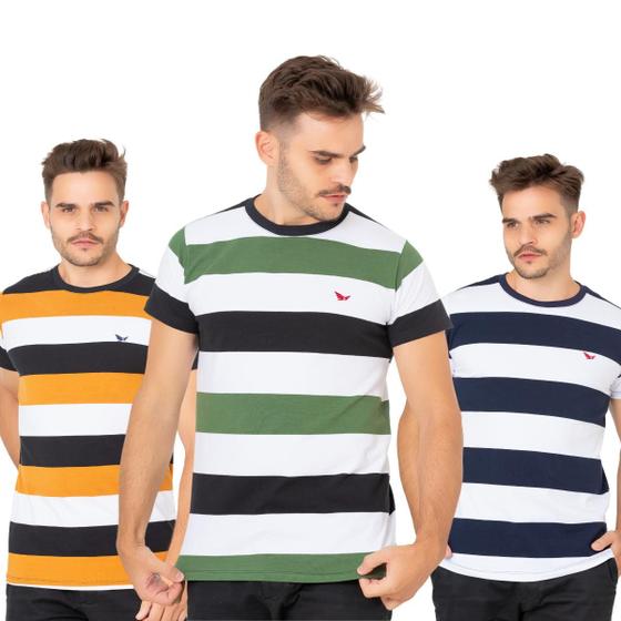 Imagem de Kit 3 Camisetas Listradas Ridens Aproveite o Trio Estiloso