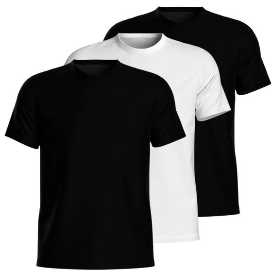 Imagem de Kit 3 Camisetas Masculina 100% Algodão Lisa Básica Verão