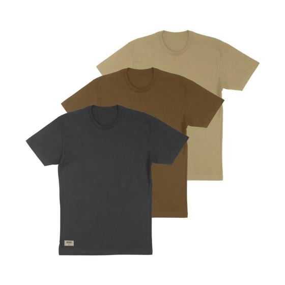 Imagem de Kit 3 Camisetas Masculina Cotton Premium Stylish