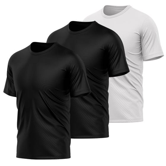 Imagem de Kit 3 Camisetas Masculina Dry Manga Curta Proteção UV Slim Fit Básica Camisa Blusa Academia Treino Fitness Esporte