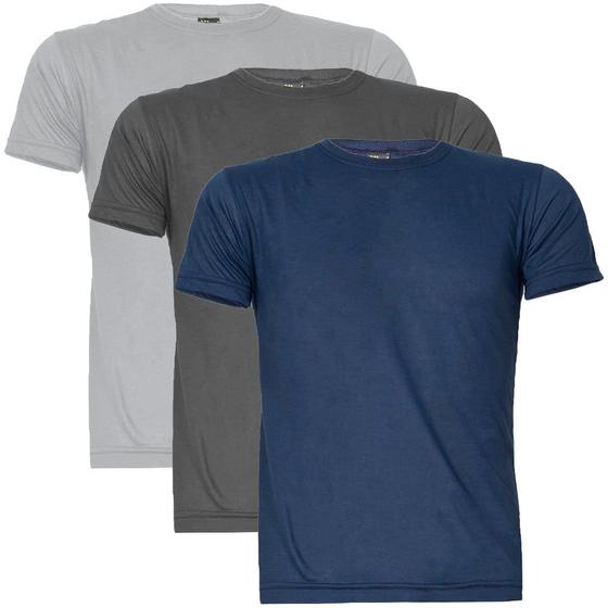 Imagem de Kit 3 Camisetas Masculina Malha Fria Básica Lisa Gola Careca