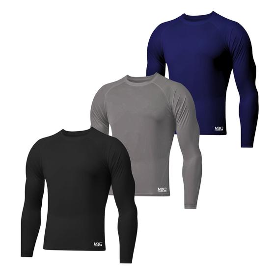 Imagem de Kit 3 Camisetas Masculina Proteção Uv Dry Fit Manga Longa