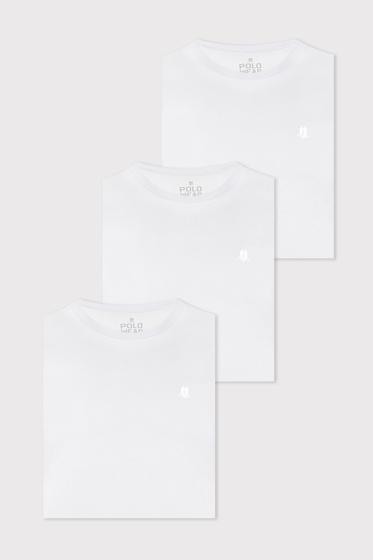 Imagem de Kit 3 Camisetas Masculinas Algodão Regular Polo Wear Branco