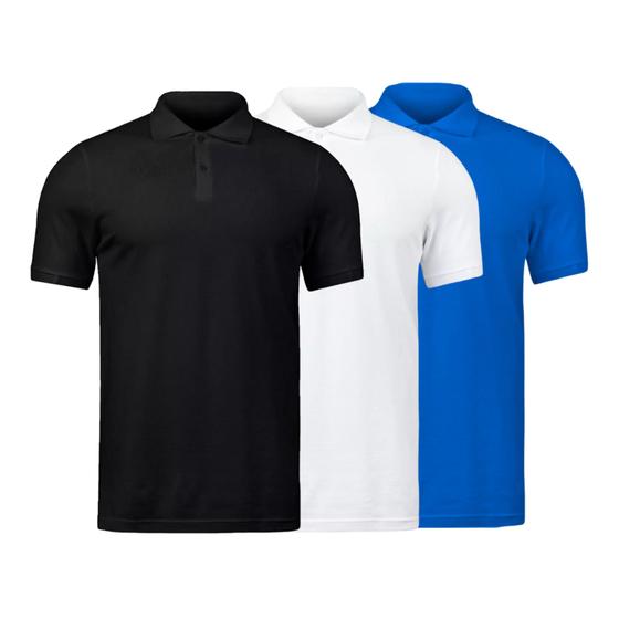 Imagem de Kit 3 Camisetas Polo Masculina Tecido Piquet Grande