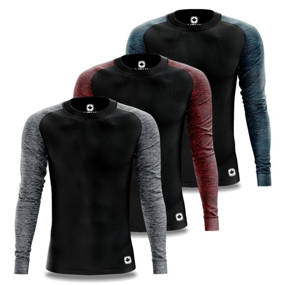 Imagem de Kit 3 Camisetas Térmicas Masculina Segunda Pele Uv50+