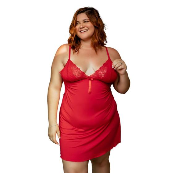 Imagem de Kit 3 Camisolas Plus Size WLS Modas Feminina Liganete e Renda Sensual Sem Bojo