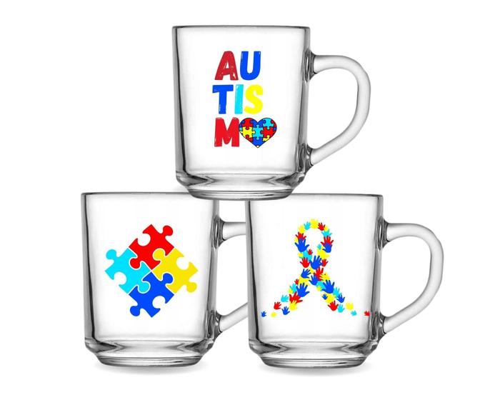 Imagem de Kit 3 Canecas Café/Chá Personalizadas 255Ml Tema Autismo