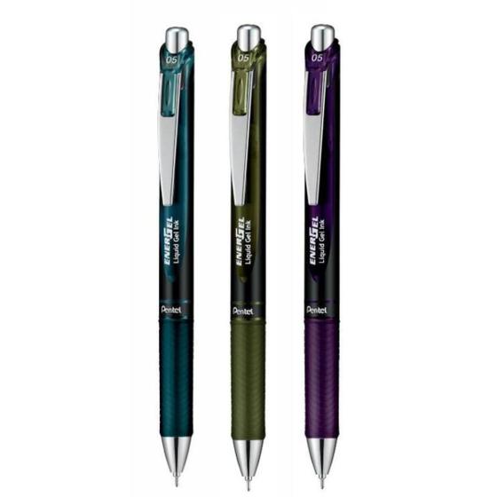 Imagem de Kit 3 Caneta Pentel Energel Black Colors Collections