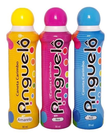 Imagem de Kit 3 Canetas Carimbo Pinguelô 80ml -  Cores Cmik