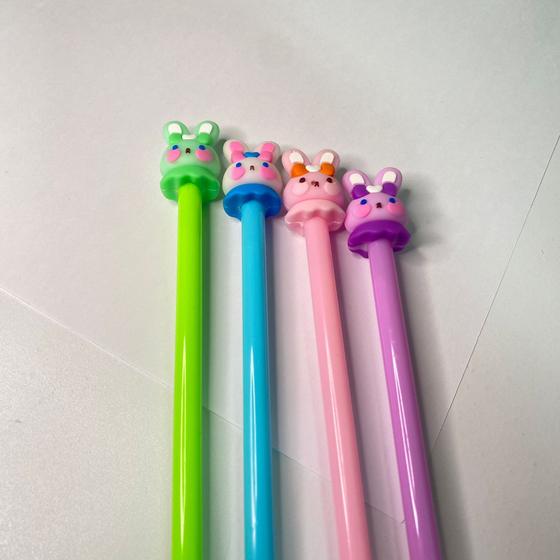 Imagem de Kit 3 canetas de coelhinho criativa fofa perfeita para o dia a dia