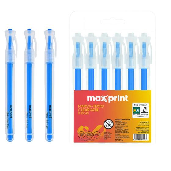 Imagem de Kit 3 Canetas Marca Texto Maxprint Clear Azul