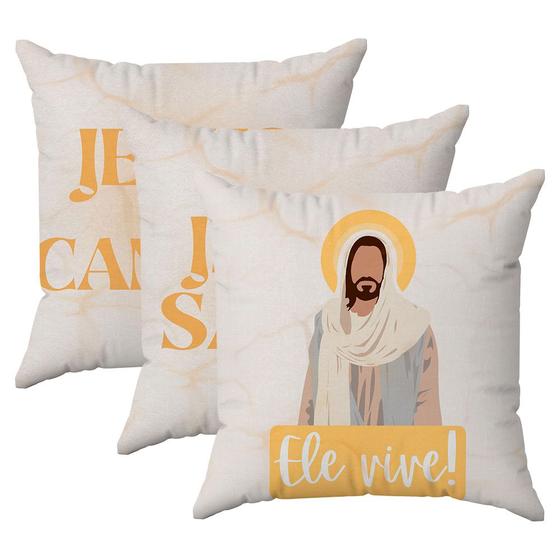 Imagem de Kit 3 Capas Almofadas Decorativa Jesus Cristo 45x45 ID Decor