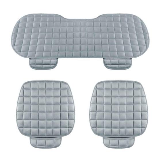 Imagem de Kit 3 Capas De Assento Para Banco de Carro Almofadado Confortável Em Suede Com Porta Objetos