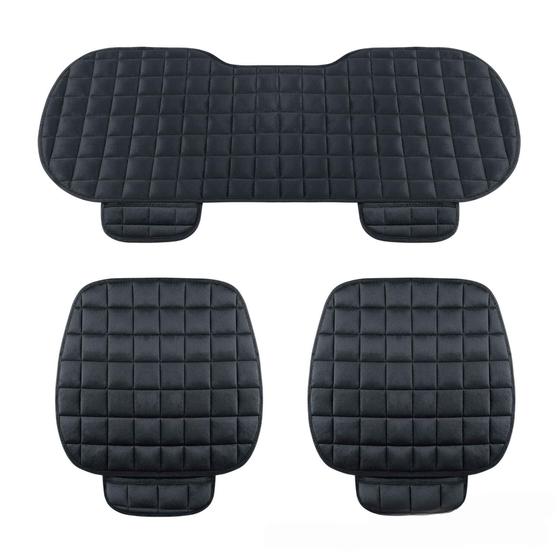 Imagem de Kit 3 Capas De Assento Para Banco de Carro Almofadado Confortável Em Suede Com Porta Objetos