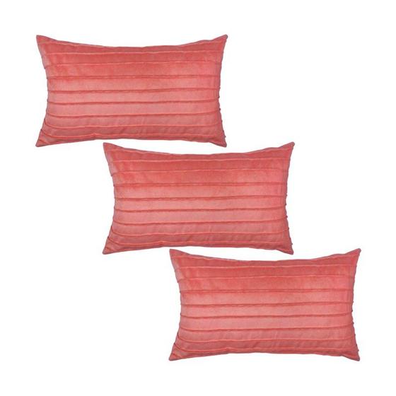 Imagem de Kit 3 Capas para Almofada Drapeada Line em Veludo Retangular 60x40 Várias Cores