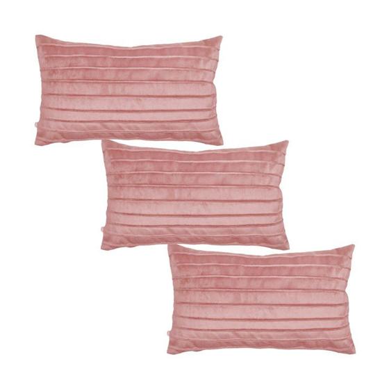 Imagem de Kit 3 Capas para Almofada Drapeada Line em Veludo Retangular 60x40 Várias Cores