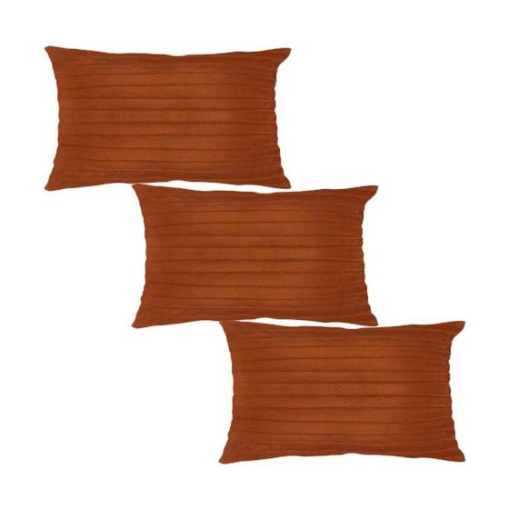Imagem de Kit 3 Capas para Almofada Drapeada Line em Veludo Retangular 60x40 Várias Cores